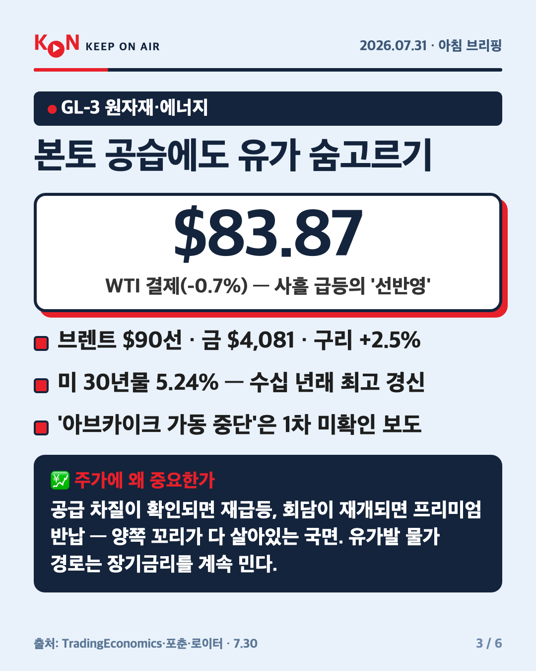 본토 공습에도 유가 숨고르기 카드