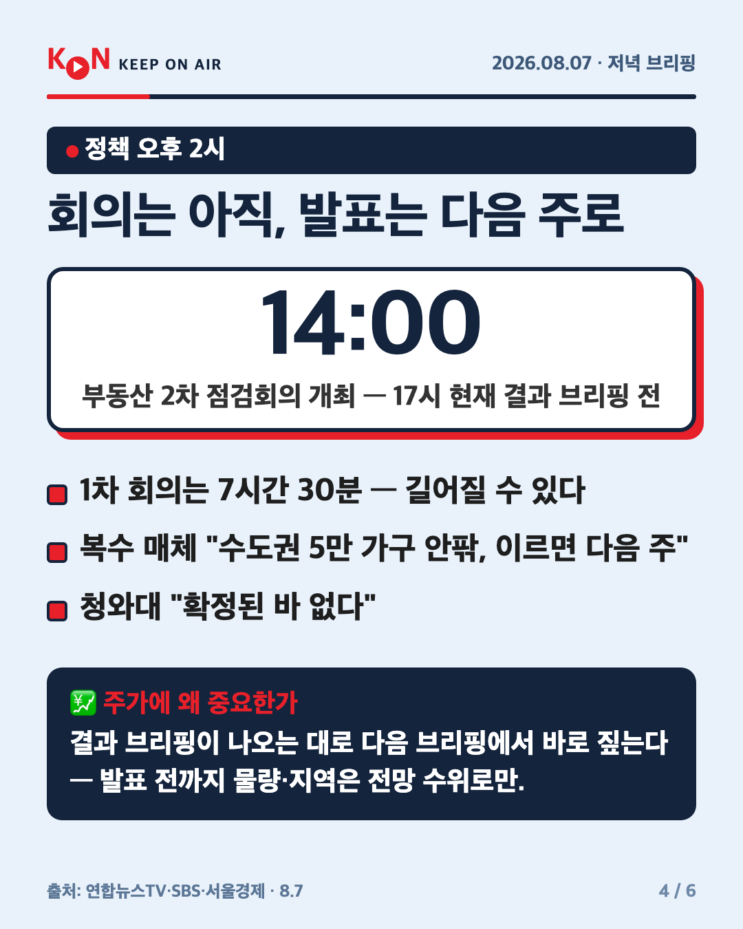 회의는 아직, 발표는 다음 주로 카드