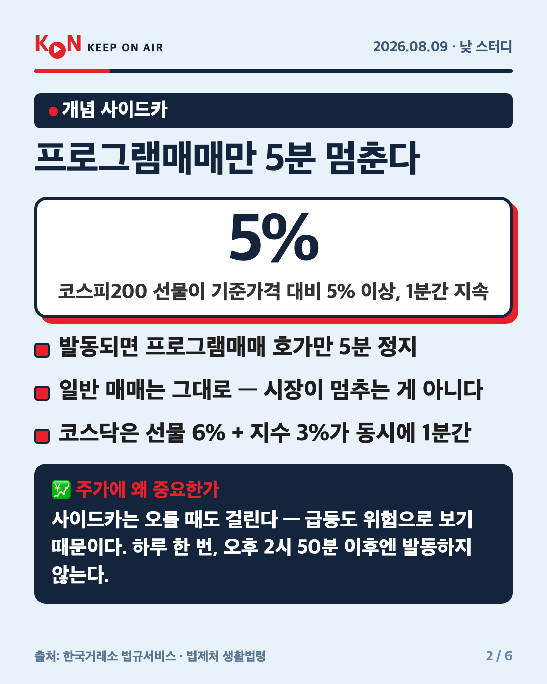 프로그램매매만 5분 멈춘다 카드